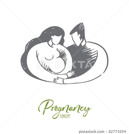 Pregnancy, man, woman, together, family concept. Hand drawn isolated vector. 82771054