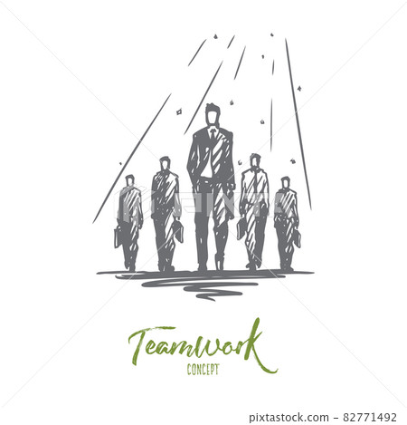 Teamwork, together, leadership, recruiting, human resources concept. Hand drawn isolated vector. 82771492