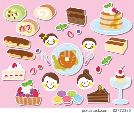 Dessert set and family illustration material 82772350