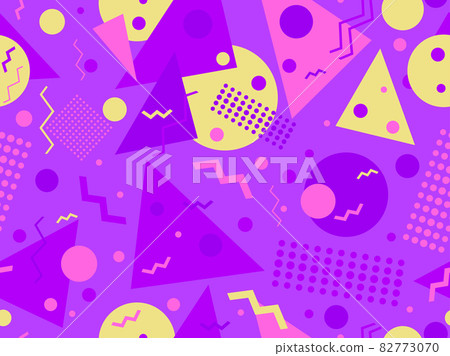 Memphis seamless pattern. Geometric elements memphis in the style of 80's. Trendy retro background for printing on paper, advertising materials and fabric. Vector illustration 82773070