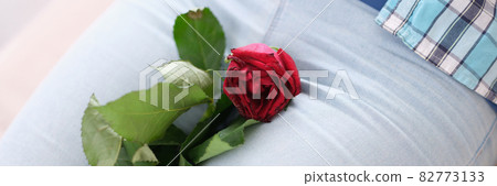Woman has withered rose in crotch between legs Woman has withered rose in crotch between legs 82773133