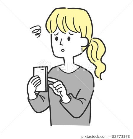 A woman who is disappointed while operating a smartphone A woman who is disappointed while operating a smartphone 82773378