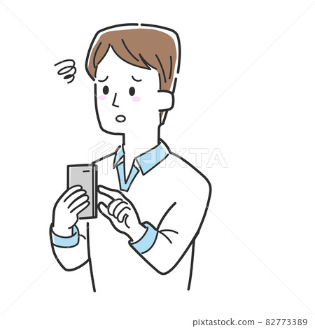 A man who is disappointed while operating a smartphone A man who is disappointed while operating a smartphone 82773389