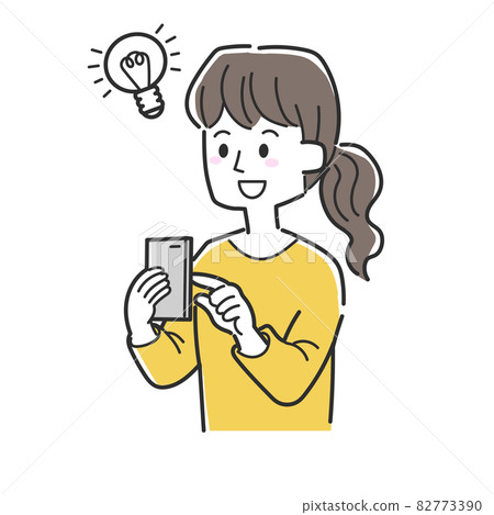 一邊操作智能手機一邊閃著光的女人 一邊操作智能手機一邊閃著光的女人 82773390