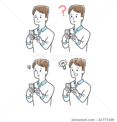 Illustration set of a man operating a smartphone 82773396