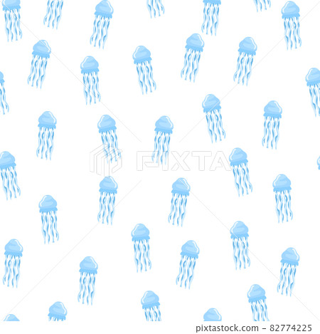 Seamless pattern jellyfish on bright white background. Simple ornament with sea animals. 82774225