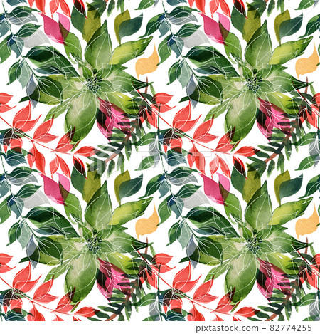 Christmas floral watercolor seamless pattern - Stock Illustration ...