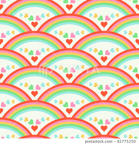 Rainbow and hearts seamless vector pattern - Stock Illustration ...