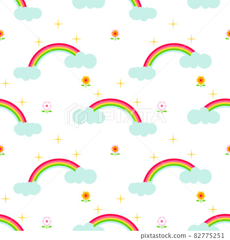 Rainbows and clouds vector seamless pattern. Rainbows and clouds vector seamless pattern. 82775251