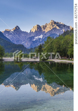 Lake and mountains near the village Kranjska Gora in Triglav national park, Slovenia Lake and mountains near the village Kranjska Gora in Triglav national park, Slovenia 82775754
