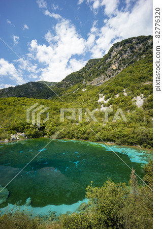blue bottom at a depth of Lago di Cornino, Italy 82776320