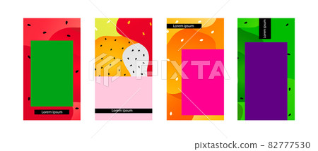 Tropical summer fruits social network creative background set. Social media stories template design . 82777530
