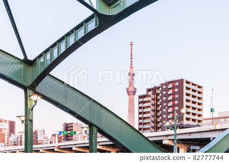 Tokyo Riverside Sumida River evening view 82777744