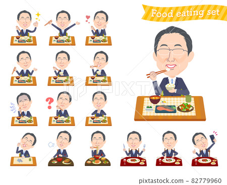 一組戴眼鏡吃飯的中年人 一組戴眼鏡吃飯的中年人 82779960
