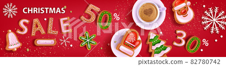 Christmas holiday sale banner, vector x-mas red discount background, winter promotion offer poster 82780742