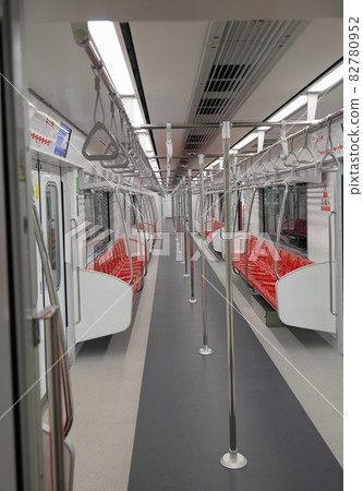 An interior view of empty suburb Red Line Mass Transit System. An interior view of empty suburb Red Line Mass Transit System. 82780952