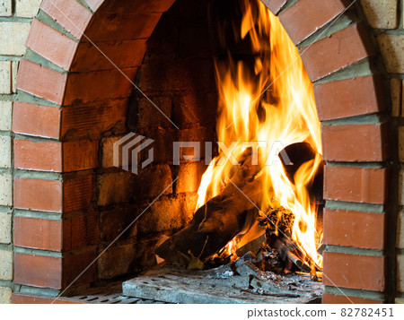fire in fireplace in country house fire in fireplace in country house 82782451