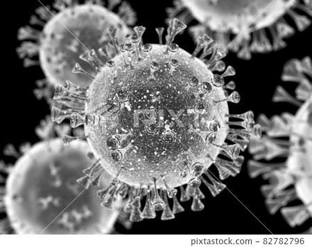 Coronavirus 2019-nCov Microscope Virus Close Up, 3d render 82782796