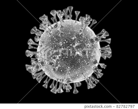 Covid-19 Coronavirus Microscope Virus Close Up on a Dark Background, 3d render 82782797