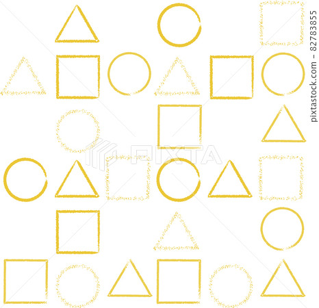 Graphic shapes - circle, square and triangle on white background. Abstract golden elements. Geometric gold seamless pattern. Repeated pattern for design prints. Golden modern background. Fashion Graphic shapes - circle, square and triangle on white background. Abstract golden elements. Geometric gold seamless pattern. Repeated pattern for design prints. Golden modern background. Fashion 82783855
