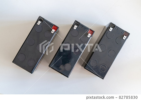 three batteries for uninterruptible power supplies for computer and server top view three batteries for uninterruptible power supplies for computer and server top view 82785830
