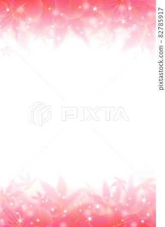 Autumn leaves frame material Image of large and small red maple and light coloring up and down Vertical and other colors available 82785917