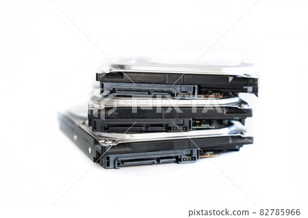 stack of three hdd disks data storage on white isolated background 82785966