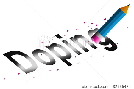 Erase doping word with  pencil eraser isolated 82786473