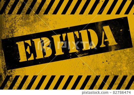 Ebitda sign yellow with stripes 82786474