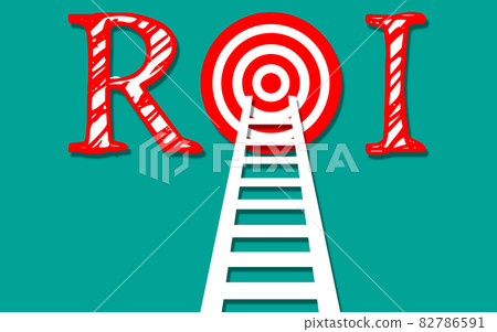 Business concept of return on investment ROI with ladder Business concept of return on investment ROI with ladder 82786591