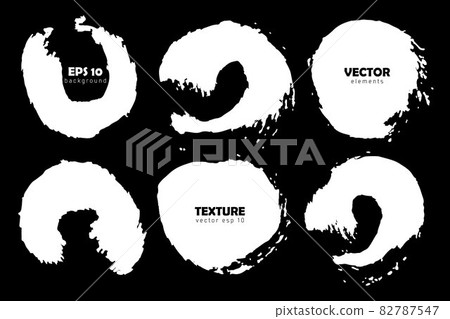 Grunge Set Brush Circle Shape Vector Round Strokes White color Isolated on Black background. Hand painted grange elements. Ink drawing. Messy design Place for text and quote Grunge Set Brush Circle Shape Vector Round Strokes White color Isolated on Black background. Hand painted grange elements. Ink drawing. Messy design Place for text and quote 82787547