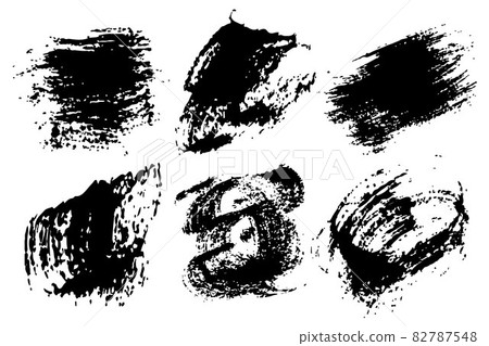 Set Brush Shape Vector Strokes in Black color on white background. Hand painted grange elements. Ink drawing. Dirty artistic design . Place for text, quote, information, company name. 82787548