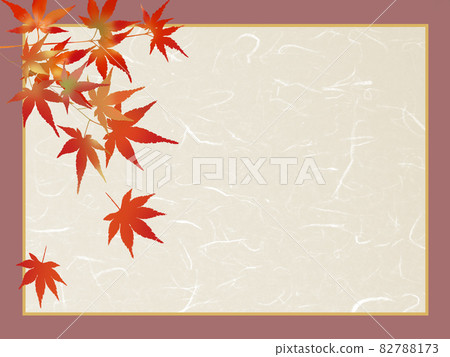Autumn leaves in a Japanese-style frame on the background of Japanese paper Autumn leaves in a Japanese-style frame on the background of Japanese paper 82788173