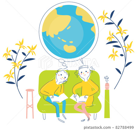 孩子一起讀書插畫素材 82788499