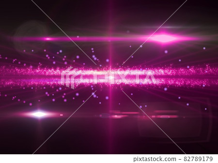 Glowing pink spots of light and light trails over black background Glowing pink spots of light and light trails over black background 82789179