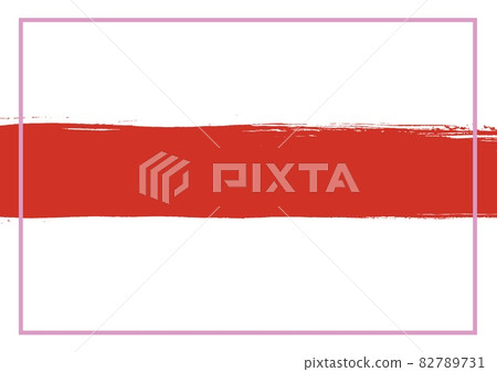 Red painted stripe on white background with copy space with pink frame 82789731