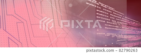 Computer code and metal machine parts against gradient background, program coding concept 82790263