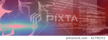 Computer code and network of connections over... - Stock Illustration ...