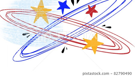 The stars and coloured planets revolving around themselves on a black and white background 82790490