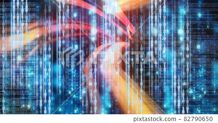 Code Using Light Neon colourful light trails over computer code,... - Stock Illustration ...