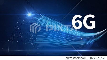 Composition of 6g text over glowing blue light trails on blue background Composition of 6g text over glowing blue light trails on blue background 82792157