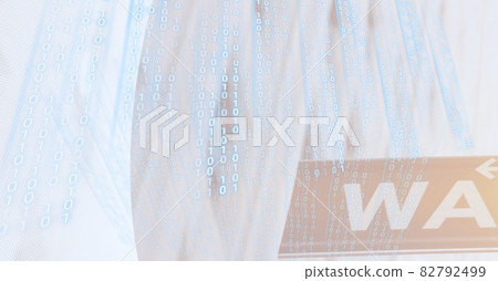Composition of binary coding processing on sign and white background Composition of binary coding processing on sign and white background 82792499