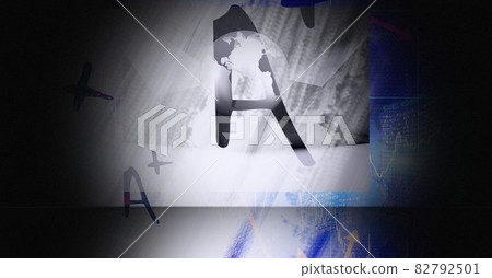 Multiple a plus symbols against stock market data processing on grey background 82792501