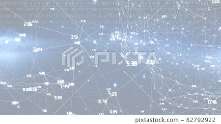 Composition of network of connections over binary coding on blue background 82792922