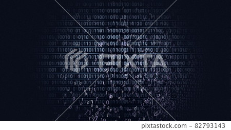 Composition of globe formed with binary coding on black background 82793143