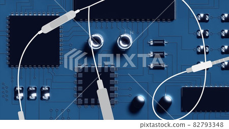 Composition of white cables over computer processor 82793348