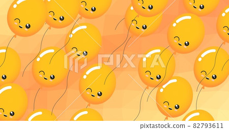 Composition of multiple yellow balloons with faces on yellow background 82793611