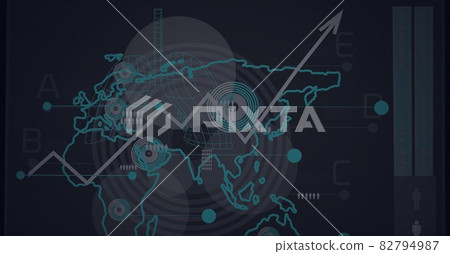 Composition of scope scanning and data processing over world map Composition of scope scanning and data processing over world map 82794987