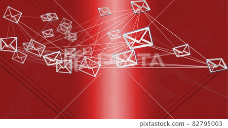 Composition of network of connected envelope... - Stock Illustration ...