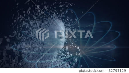 Composition of exploding human bust formed with... - Stock Illustration ...